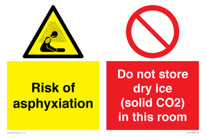 Risk of asphyxiation. Do not store dry ice (solid CO2) in this room